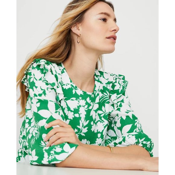 Ann Taylor NWT Green Floral Side Tie Sheath Dress size 10 Petite - Picture 9 of 9